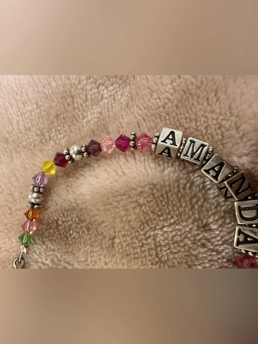 Personalized Kids Amanda Multicolor Beaded Name Bracelet- Adjustable